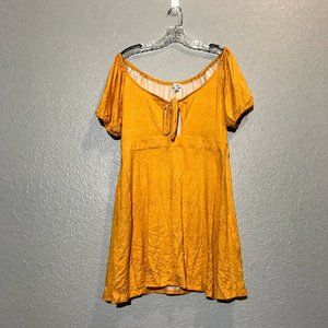 Love, Fire Yellow Polka Dot Keyhole Skater Dress